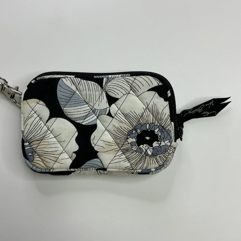 Vera Bradley Camellia Black Floral Wristlet Wallet Women Small Quilted